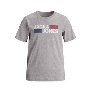 Jack & Jones Junior Tričko  námořnická modř / šedý melír / červená / bílá