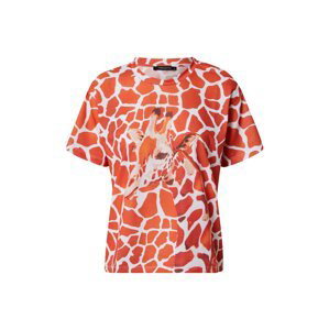 Trendyol T-Shirt  bílá / tmavě hnědá / tmavě oranžová