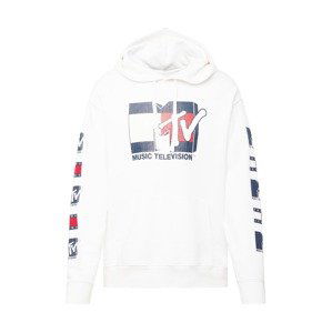 Tommy Jeans Mikina 'ABO TJU X MTV HOODIE'  bílá / tmavě modrá / červená