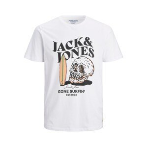 Jack & Jones Junior Tričko  bílá / černá / oranžová
