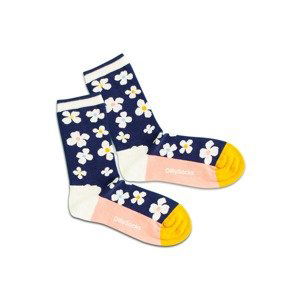 DillySocks Ponožky 'Floral Night'  námořnická modř / zlatě žlutá / růžová / bílá