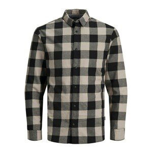 JACK & JONES Košile 'Gingham'  béžová / černá