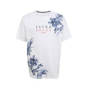 Jack & Jones Plus Tričko 'CALIFLO'  bílá / námořnická modř / grenadina