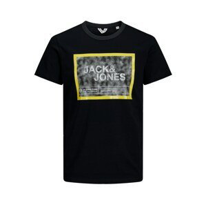 JACK & JONES Tričko  černá / šedá / tmavě šedá / žlutá