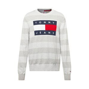 Tommy Jeans Svetr  noční modrá / světle šedá / červená / bílá