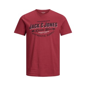 Jack & Jones Junior Tričko  vínově červená / bílá / červená