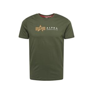 ALPHA INDUSTRIES Tričko  zlatě žlutá / tmavě zelená / bílá