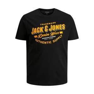 Jack & Jones Plus Tričko  zlatě žlutá / černá / bílá