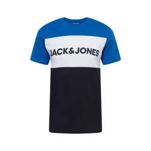 JACK & JONES Tričko  noční modrá / královská modrá / bílá