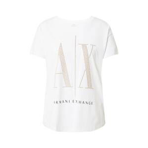 ARMANI EXCHANGE Tričko  bílá / zlatá / černá