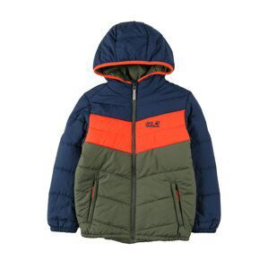 JACK WOLFSKIN Zimní bunda 'Three Hills'  olivová / námořnická modř / oranžově červená