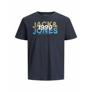JACK & JONES Tričko 'Fade'  námořnická modř / žlutá / bílá / modrá
