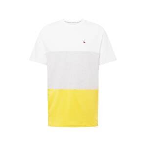 Tommy Jeans Tričko  žlutá / bílá / šedý melír