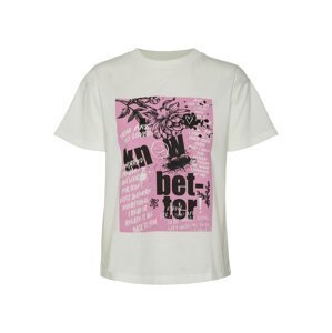 VERO MODA Tričko 'Torino'  přírodní bílá / černá / pink