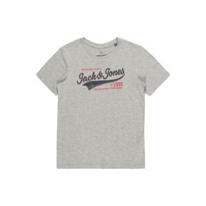 Jack & Jones Junior Tričko  světle šedá / námořnická modř / červená