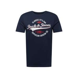 JACK & JONES Tričko  noční modrá / bílá / červená