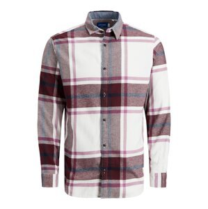 JACK & JONES Košile 'CURTIS'  tmavě červená / bílá