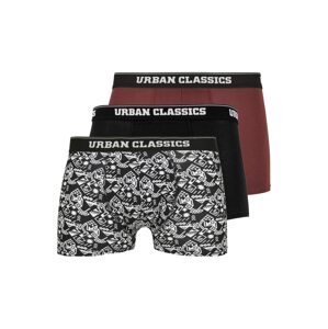 Urban Classics Big & Tall Boxerky  černá / bílá / karmínově červené