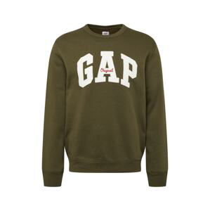 GAP Sweatshirt  olivová / bílá / červená