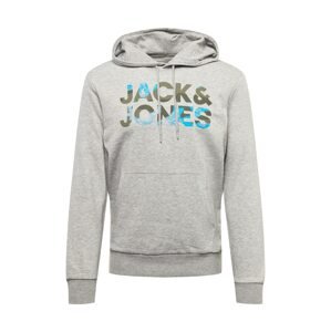 JACK & JONES Mikina 'Soldier'  olivová / modrá / šedý melír