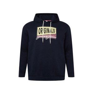 Jack & Jones Plus Mikina 'MASON'  námořnická modř / světle žlutá / bílá / tmavě růžová