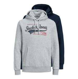 JACK & JONES Mikina  námořnická modř / bílá / červená / šedý melír