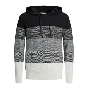 JACK & JONES Svetr  černá / šedý melír / offwhite