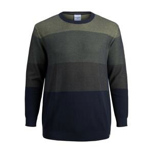 Jack & Jones Plus Pullover 'Finn'  olivová / tmavě modrá / tmavě zelená