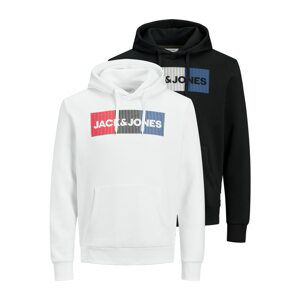 JACK & JONES Mikina  černá / bílá / červená / královská modrá