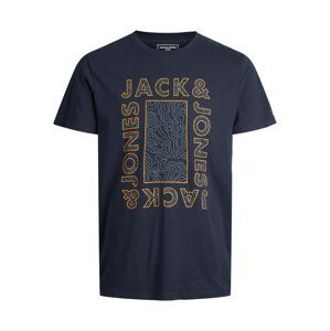 JACK & JONES Tričko 'Booster'  tmavě modrá / zlatě žlutá / bílá