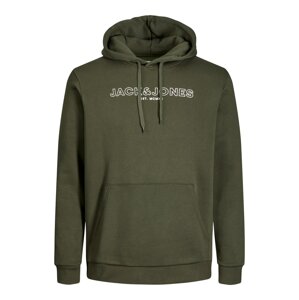 Jack & Jones Plus Mikina 'Bank'  khaki / bílá