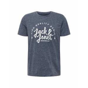 JACK & JONES Tričko 'KIMBEL'  modrý melír / bílá