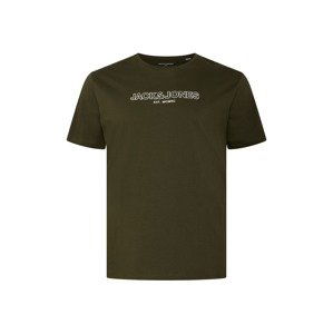 Jack & Jones Plus Tričko 'BANK'  khaki / bílá