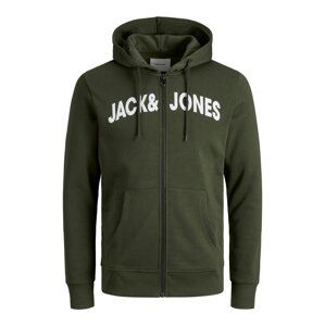 JACK & JONES Mikina s kapucí  tmavě zelená / bílá