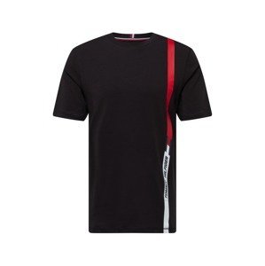 Tommy Sport Funkční tričko  černá / bílá / červená
