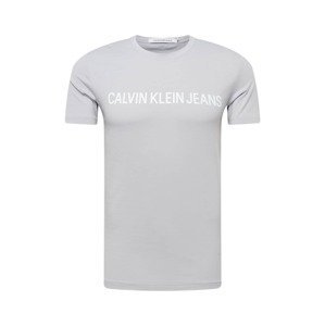 Calvin Klein Jeans Tričko  stříbrně šedá / bílá