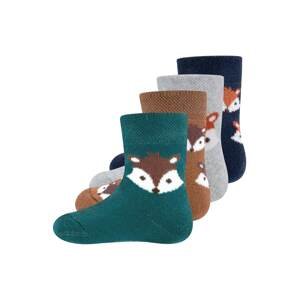 EWERS Ponožky 'Fuchs'  námořnická modř / šedý melír / karamelová / smaragdová / bílá
