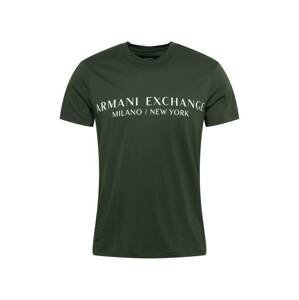 ARMANI EXCHANGE Tričko  bílá / tmavě zelená