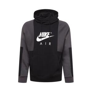 Nike Sportswear Mikina  černá / bílá / tmavě šedá