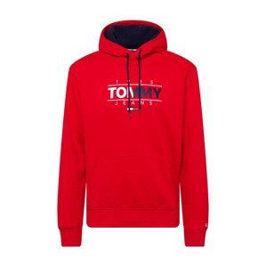 Tommy Jeans Mikina  bílá / noční modrá / ohnivá červená