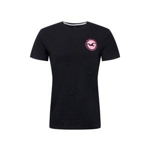HOLLISTER Tričko  černá / pink / bílá