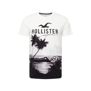 HOLLISTER Tričko  bílá / černá