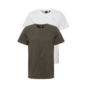 G-Star RAW Tričko  khaki / bílá