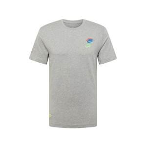 Nike Sportswear Tričko  nebeská modř / šedý melír / světle zelená / oranžová