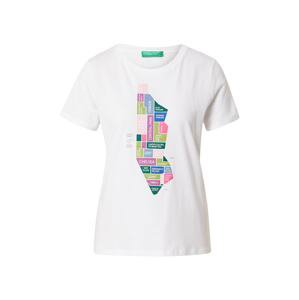 UNITED COLORS OF BENETTON Tričko  bílá / pink / fialová / světle růžová / smaragdová