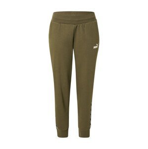 PUMA Sportovní kalhoty  tmavě zelená / bílá