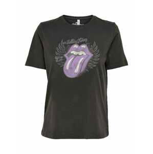 ONLY Tričko 'Rolling Stones Rock'  černá / světle fialová / tmavě šedá