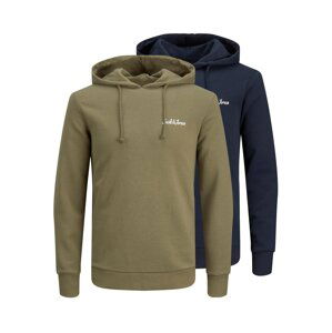 JACK & JONES Mikina 'Ewan'  tmavě modrá / olivová / bílá