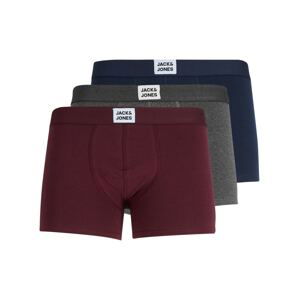 JACK & JONES Boxerky  noční modrá / tmavě šedá / tmavě červená