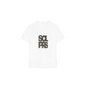 Scalpers T-Shirt  bílá / černá / světle béžová